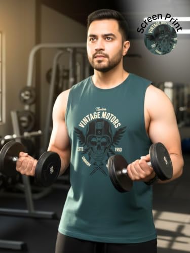 Image of Rigo Stylish Cotton Printed Vest for Men | Round Neck,Regular Fit, Sleeveless T-Shirt Vest for Men | Casual Innerwear Sando for Men & Boys - Perfect for Workouts Gym, Vacations, and Beaches