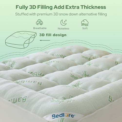 Image of BEDLORE Queen Mattress Topper , Thick Pillow Top Mattress Pad