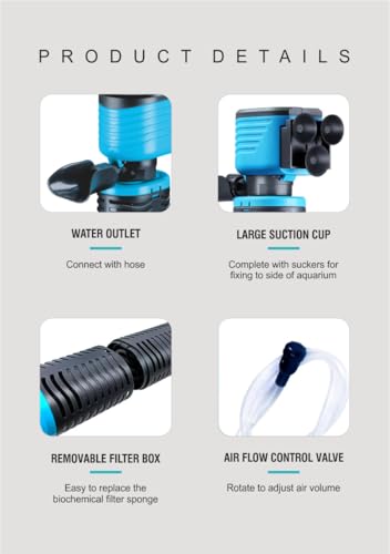 Image of AquaNature 3 in 1 Velocity Versatile Aquarium Internal Submersible Power Filter Multi Functional Water Pump for Aquarium ((Velocity 350(2000L /H - 25W)))