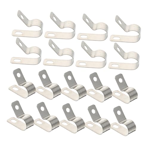 HAKIDZEL 20 Pièces Clips Métalliques R-type pour Fixation Câbles Organisateur de Fils Pratique Attaches Câbles Durables Aluminium et Acier Inoxydable Installation Facile pour Maison et