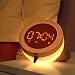Lamparita Despertador luz led infantil para niños con reloj para mesita de...