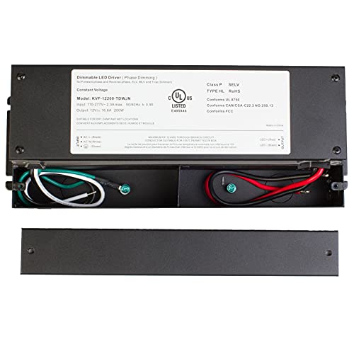 LEDupdates 12v UL Listed 200w Triac Dimmable Driver 110v - 277v AC Transformer Constant Voltage Power Supply for LED Strip Light Control by AC Wall Dimmer (12v 200w)