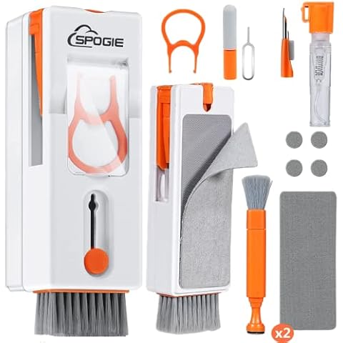 11-in-1 Keyboard Cleaning Kit, Laptop Cleaning Kit Keyboard Brush Cleaner Electronics Cleaner for Cell Phone/Earbuds/Camera Lens/Computer with Multifunctional Cleaning Tool (Orange) Cover