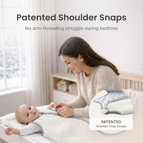Image of Baby Deedee Sleep Nest Teddy - Sherpa Sleep Sack 2.5 TOG 0-6M Silver Plum | Patented shoulder snaps and full-length zipper support easy dressing and diaper changes for cooler routines