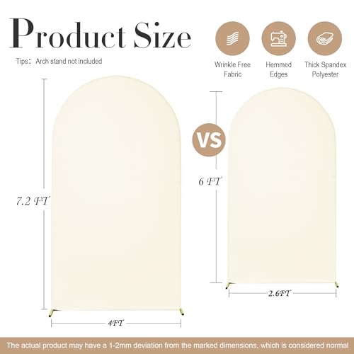 Image of Ivory Arch Backdrop Cover Set of 2 (7.2ft & 6ft), Chiara Arch Cover Wrinkle-Free Spandex Arch Cover for Wedding Birthday Party Baby Shower Bridal Shower Ceremony Banquet Fabric Backdrop (No Stand)