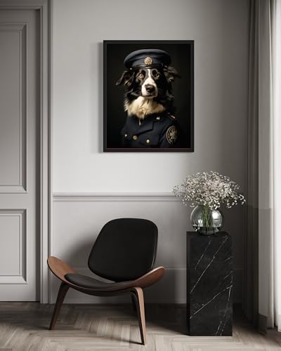 Image of Border Collie General Black Framed Wall Art Print Poster, Dog Pet Lover Picture Painting Artwork Bedroom Living Room Office Dining Room 150D (Border Collie General, 10 inch L x 8 inch W, Black Frame)