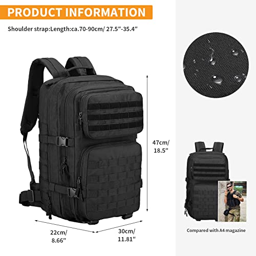 Huntvp 45L Tactical Backpack Military Hiking Backpack Molle Trekking Backpack Waterproof Combat Backpack German Army Climbing Backpack for Men Women Outdoor Hiking Camping - Image 4