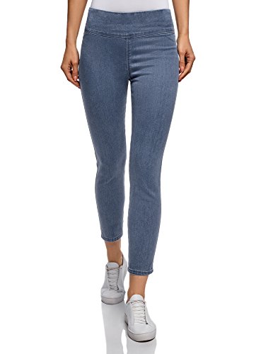 oodji Ultra Femme Jegging avec Ceinture Élastique, Bleu, 29W / 30L (FR 42 / L)