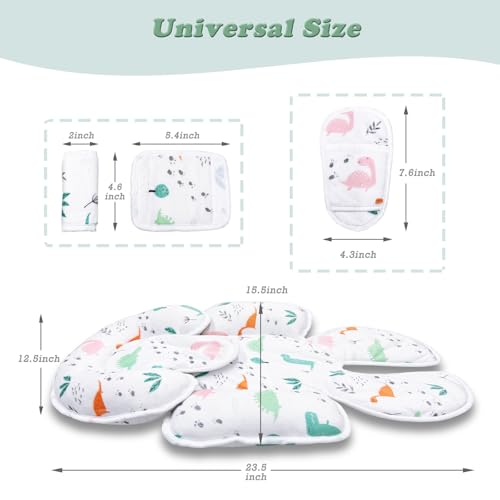 Image of Infant Car Seat Insert, Soft Baby Car Seat Head Neck Pillow, Reversible Newborn Carseat Insert with Strap Covers, Universal Seat Pad for Carseats, Stroller, Swings, Bouncer, Dinosaurs