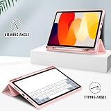 Yiernuo Etui na tablet Xiaomi Redmi Pad SE 11-calowy, przezroczyste etui z funkcją stojaka i funkcją automatycznego budzenia / snu, różowe