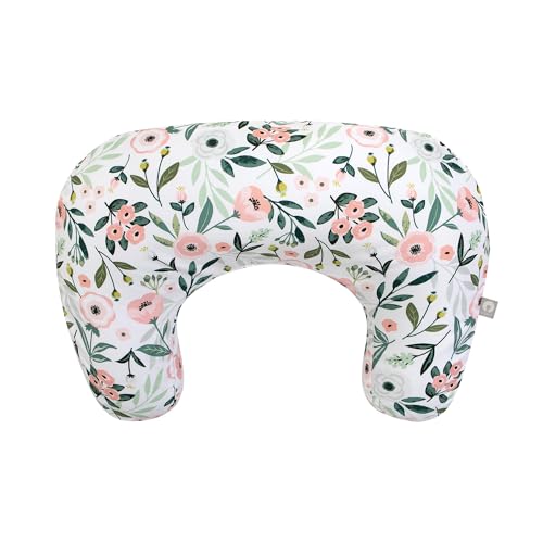 Boppy Nursing Pillow – Ergonomic Bottle & Breastfeeding Pillow with High, Firm, Large Area, Water-Repellent Cushion with Washable Cover; Baby Safety Alliance Verified – Pink Garden Flowers