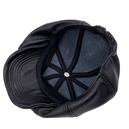 Ifsun Men's Newsboy Flat Cap Leather Gatsby Ivy Golf Cabbie Hat Black #TOP6
