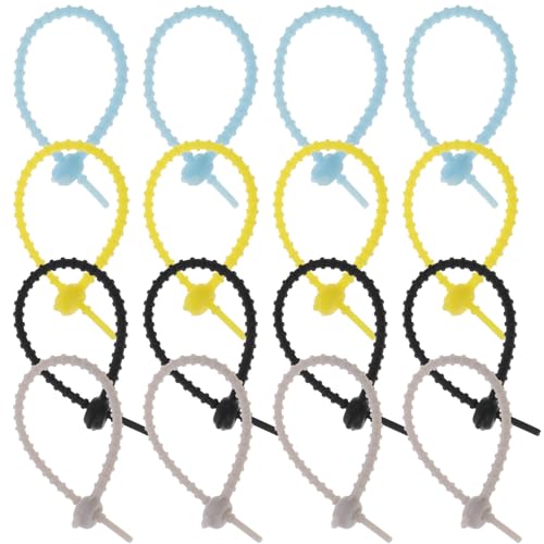 Toddmomy 20 piezas reutilizables de lazos de silicona ajustables para gestión de cables para escritorio, organizadores de cables, resistentes al desgaste, sujetadores de cordón multiusos miniatura 1