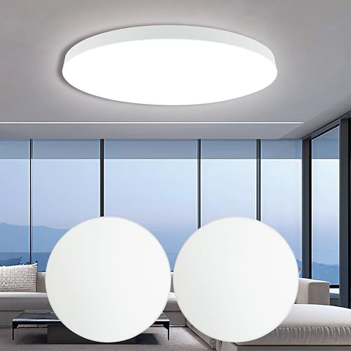 EACLL Plafon LED Techo, Lampara Techo, Ø30CM 24W 6000K, 2 Unidad, 2700LM, IP44 Blanca Fría, Redondo Blanco Plafones para Techo Led, No Regulable, Para dormitorio baño sala de estar cocina