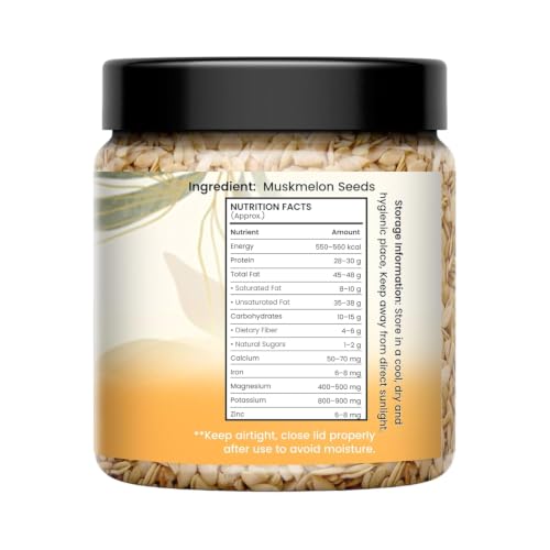 Image of NutriBites Premium Muskmelon Seeds 250g | Kharbooja Magaj | Kharbuja Beej for Eating | High Protein Seeds | Rich in Magnesium, Potassium & Iron | Healthy Superfood Seeds | Hygienically Packed