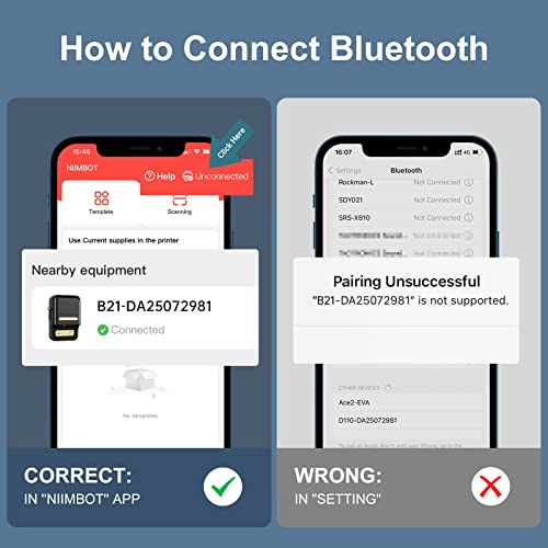 Niimbot B21 Inkless Label Maker, Portable Thermal Label Printer For Clothing, Address, Business, Compatible With Ios & Android, With 1 Pack 1.96X1.18 Inch White Label, Black #TOP2
