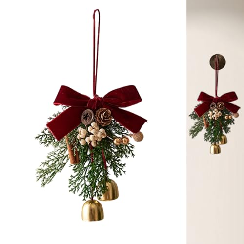 Lpoppcx Suspension de Porte à Cloches de Noël,Décoration Festive - Décoration de Noël et Fêtes d'Hiver pour Porte d'Entrée | pour Porche Intérieur Extérieur Mur Fenêtre Manteau Cheminée Arbre Couronne