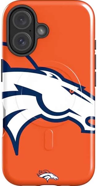 Skinit Impact Phone Case Compatible with iPhone 16 Magsafe - Officially Licensed NFL Denver Broncos Black & White Design