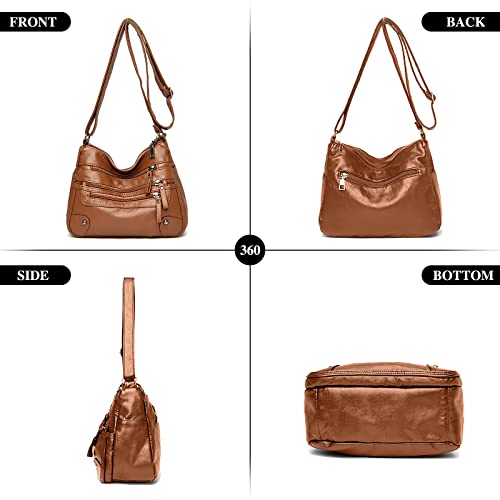 Image of WITERY Crossboby Bag for Women - Soft PU Leather Multi-Pocket Shoulder Bag Handbag with Adjustable Strap