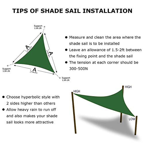 Image of KANAGAWA 16'x16'x16' Sun Shade Sail Dark Green Curved Triangle Customizable