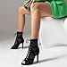 Imagen de Ceciloroda Mujer Heeled Burju Baile Zapatos Peep Toe Mesh Botines Stiletto Gladiador Sandalias Comfy Dressy Sandalias Ballrrom Cordones Black Size 38
