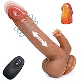 Realistic Vibrating Thrusting Dildo Vibrator Adult Sex Toy for Women 7 Thrusting 10 Vibration & Licking Modes - 8.5' Heating Dildo with Strong Suction Cup Dildos Flesh
