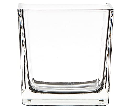 matches21 Verre Cube Deco Verres à parois épaisses/Cubes de Verre carrés Deco Verres Bougies Verres Fleurs Vase 1 pcs 12x12x12 cm Cover