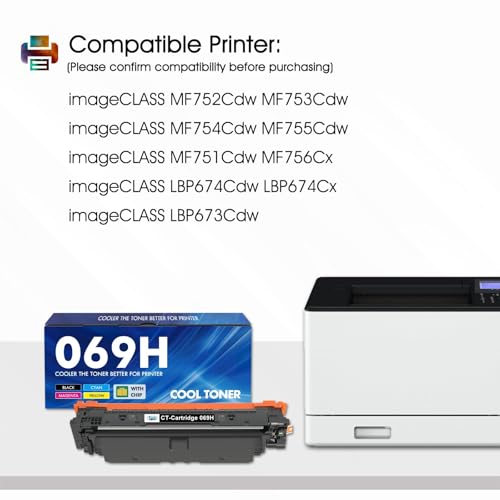 Cool Toner 069H 069 Kompatible Tonerkartusche für Canon 069H 069 i sensys MF752cdw ImageCLASS MF751Cdw MF753Cdw MF752Cdw MF756Cx LBP673Cdw LBP674Cx (Schwarz Cyan Gelb Magenta, 4-Packs)