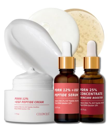 Salmon DNA PDRN Pro Renewal Set – 25% PDRN Concentrate Booster + 12% PDRN Microneedling Serum w/Volufiline + 12% PDRN Cream – EGF Peptide, Niacinamide &amp; Hyaluronic Acid Hydrating, Korean Skincare