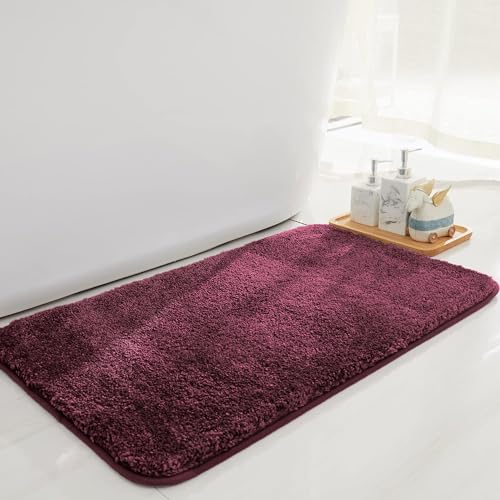 Image of Flooring India Co Newman Bath Mat 2500 GSM Super Soft Microfiber Anti Skid Slip Water Absorbent Bathroom Mats for Bedroom, Home, Door (45x75 cm, Wine)