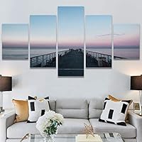 SIGNWIN 5 Panel Canvas Wall Art Modern Art Coastal Colorful Multicolor Photography Romantics Sunset for Home Decorations Ready to Hang - 60