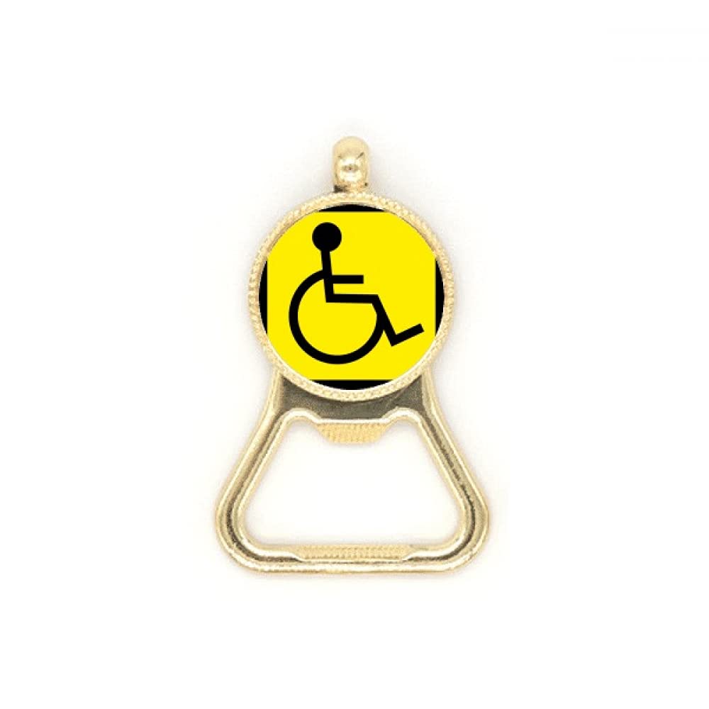 Porte-clés handicapé acier inoxydable contre l'usure symbole avertissement jaune noir