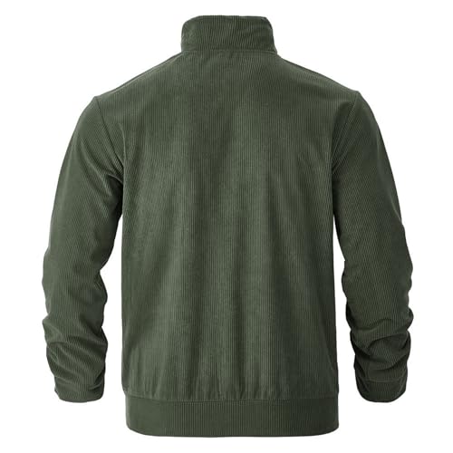 ZWRXW Corduroy Jacket for Men Casual Button Down Shirt Jackets Drawstring Long Sleeve Retro Shacket Coats with Flap Pockets2