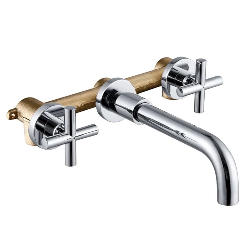 Baterie ścienne Top Arrival Zestaw baterii umywalkowej z wylewką łazienkową i podwójną dźwignią w kolorze matowym(Polished Chrome)