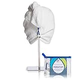 ENWRAPTURE The Only Luxury Hair Towel Turban Made In USA | Nanofiber Beats Microfiber To Dry Wet Hair Fast | Twist In 2 Chic Wrap Styles | Large for Long + Curly | Swarovski Button | GIFT Travel Case