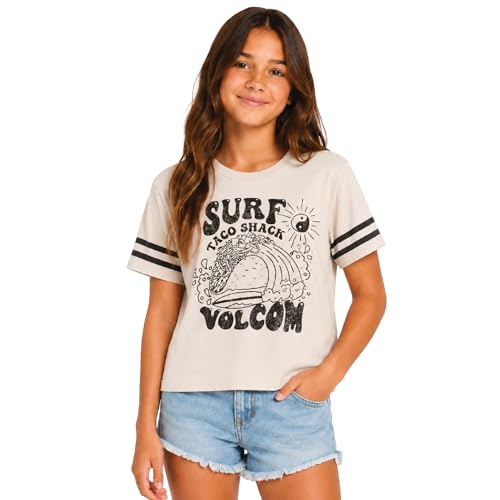 Image of Volcom Girls Shirts - Casual Crewneck Short Sleeve Graphic Tee Trendy Tops - Breathable Girls Summer Clothes