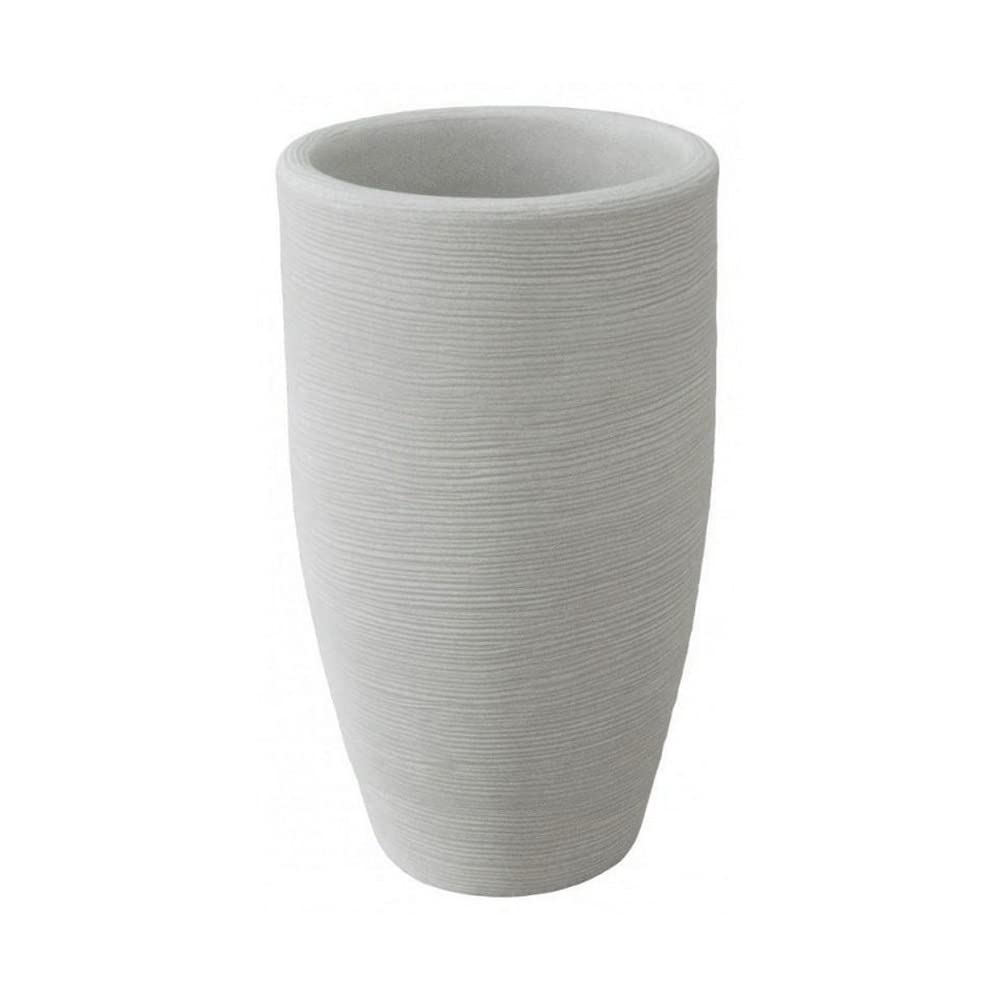 vasar Vaso Alto Shabby Tronco Conico Rigato da 70cm (Bianco Perla)