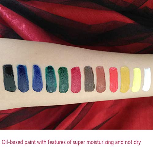 Aincrso Professional Face Body Paint Oil With Brush, Hypoallergenic Non-Toxic Oil Halloween Birthday Party Makeup, Body Painting For Adults And Kid, Halloween Makeup Paint Supplies #TOP3