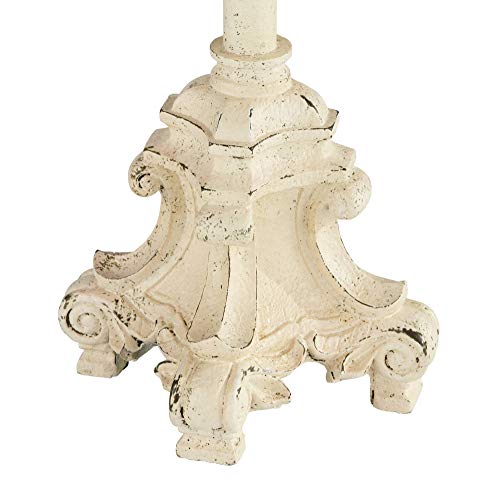 Regency Hill French Country Traditional Candlestick Buffet Table Lamp Vintage 34" Tall Ivory Off White Metal Lattice Double Shade For Living Room House Home Entryway Dining Family #TOP5