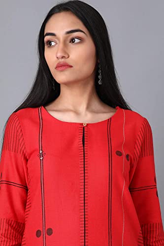 Image of W for Woman Women's Cotton Blend Regular Fit Casual Geometric Print Regular Kurta