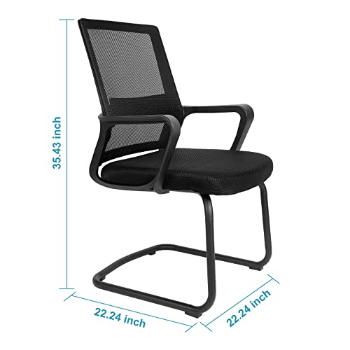 Yssoa Task Office Guest Chair With Lumbar Support And Mid Back Mesh Space Air Grid Series For Reception Conference Room, Stationary, Black (2 Pack) #TOP2