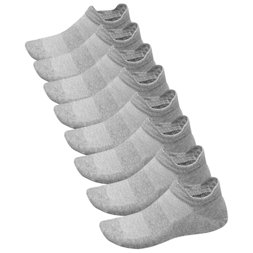 Thin Lightweight Mens Low Cut Socks 8 Pairs Running Socks (Grey X-Large)