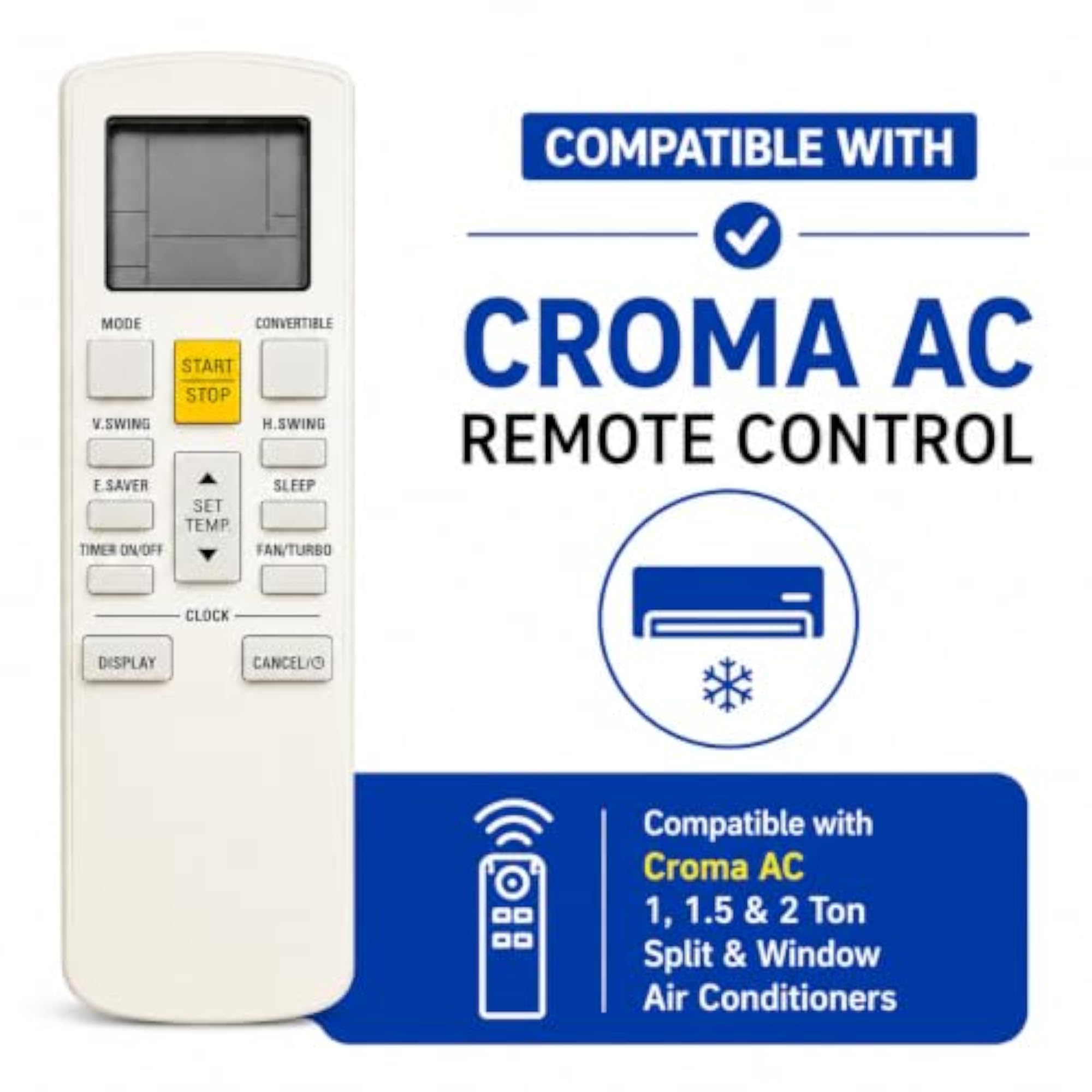 AC Remote Control Compatible with Croma Air Conditioner