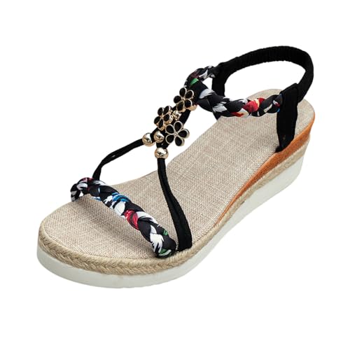 Chaussures de plage décontractées et sandales plates strass pour femme
