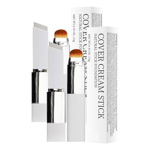 Barra de Base de Maquillaje que Cambia de Color, Base Coreana que Cambia con Pincel,Maquillaje De Base De Cobertura Completa,Natural para Todo Tipo de Piel, Hidratante y Ligera (2PCS)