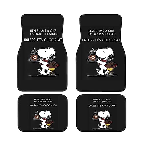 スヌーピー カーマット 4点セット フロアマット 車 軽/普通車 1台分 フロント2枚 リヤ2枚 丸洗いOK ズレ防止加工 防水 汚れ防止