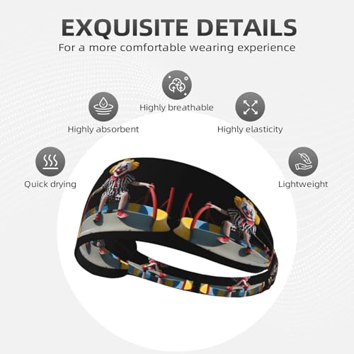Elastic Sports Headband Hairband YYHWHJDE Clown boy playing Picture Soft, Breathable, Quick-Dry4