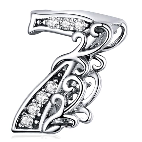 RU-X Charm Originali in Argento Sterling 925 Compatibile con Bracciale Donna, Ciondoli Originale-Numero in Rilievo