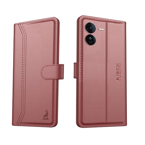 Image of AIBEX Compatible for IQOO Z9 5G Flip Cover Leather Finish with Magnatic Closure | Inside TPU with Card Pockets | Wallet Stand | Complete Protection Flip Case -Brown