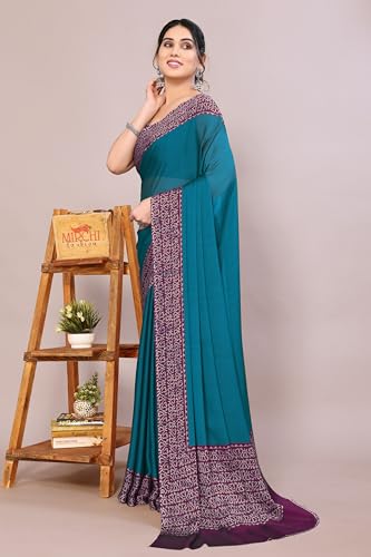 Image of MIRCHI FASHION Saree for Woman Chiffon Madhubani Print | Breathable Comfortable Printed Saree for Office and Regular Use (Available in 15 Designs)